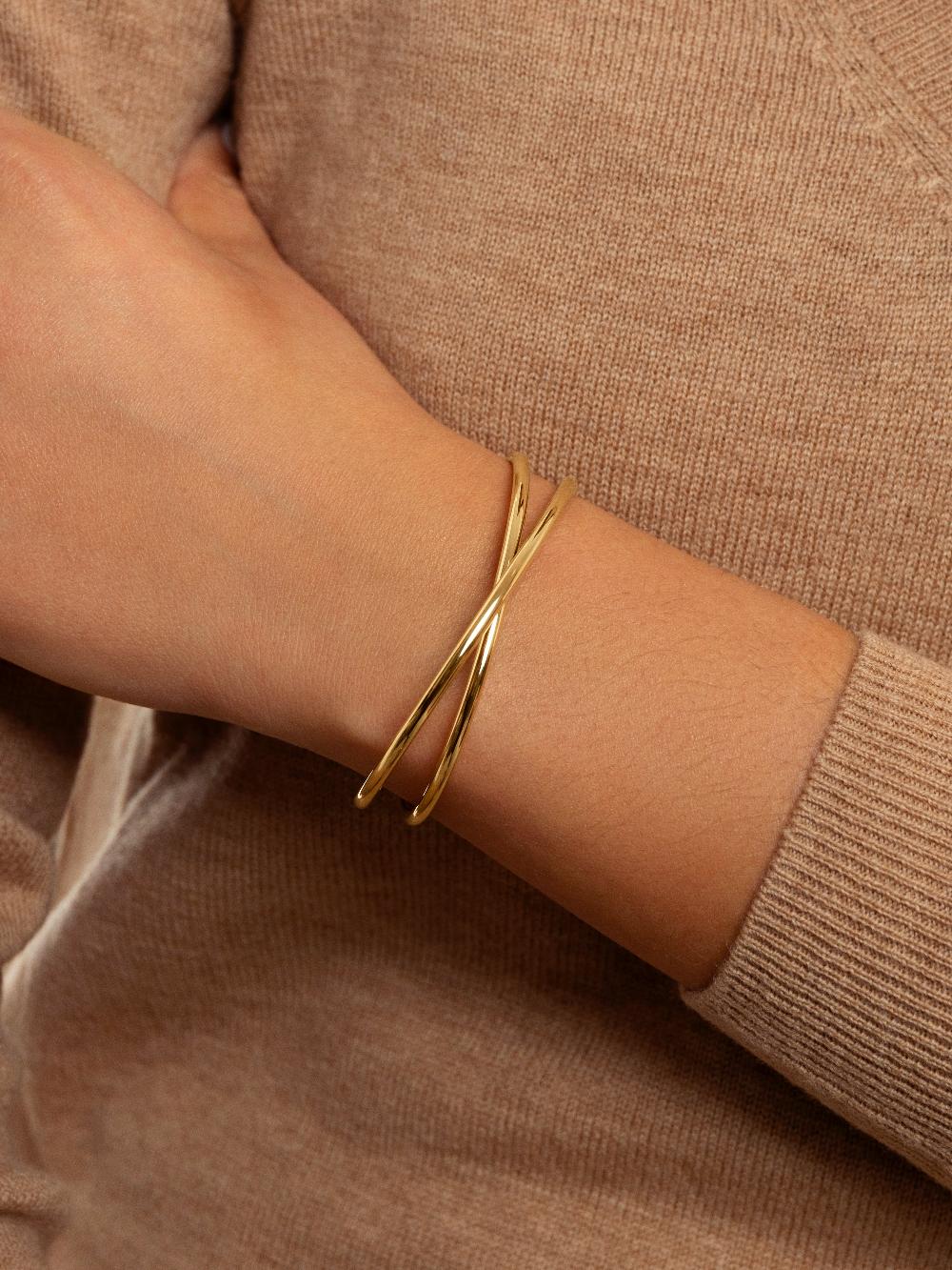 singularu Brazalete Cruzado Acero Baño Oro Solo hoy