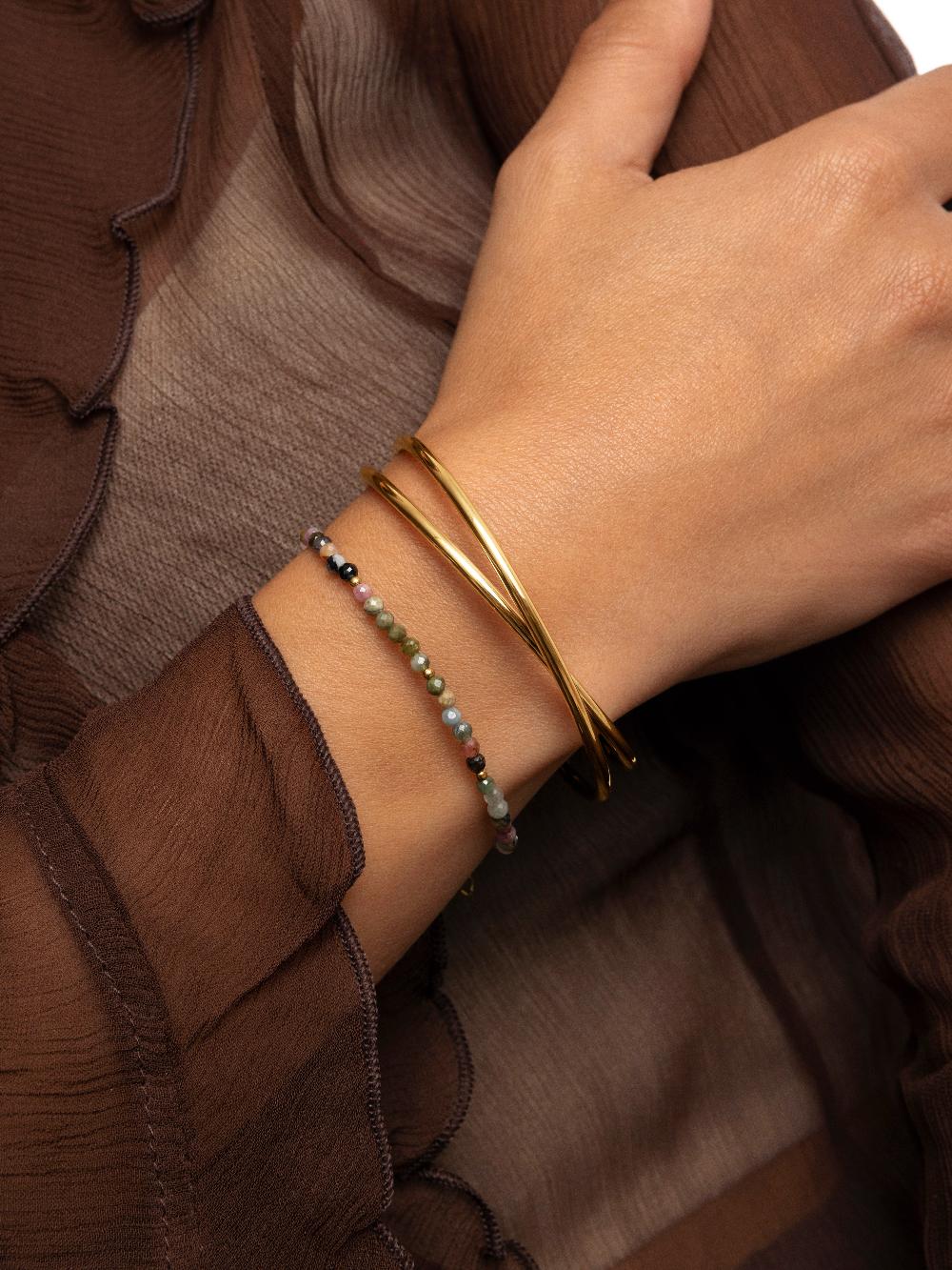 singularu Brazalete Cruzado Acero Baño Oro Solo hoy