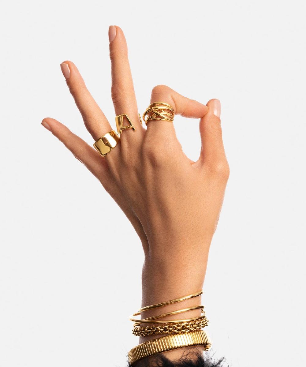 singularu Anillo Triple Cross Baño Oro Ofertas