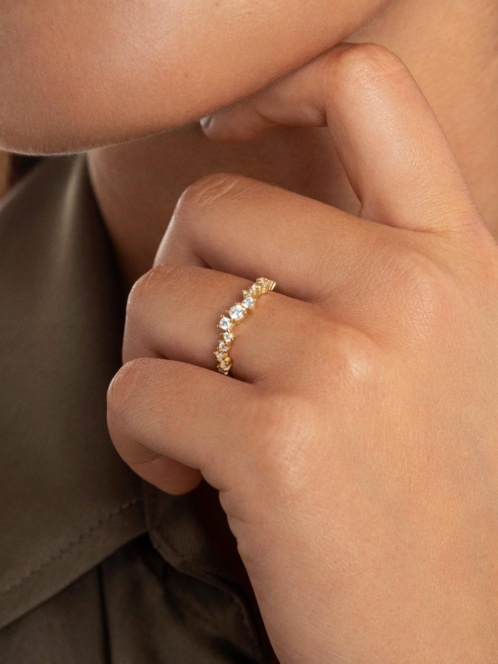 singularu Anillo Estellar Plata Baño Oro Rebajas baratas