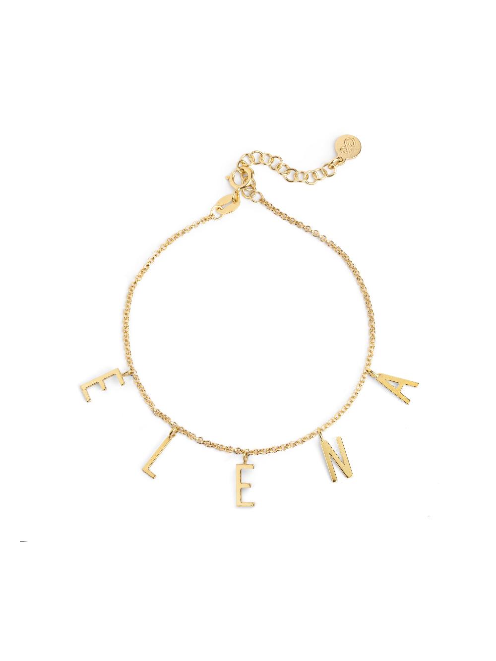 singularu Pulsera Personalizada Letters Plata Baño Oro Superdescuento