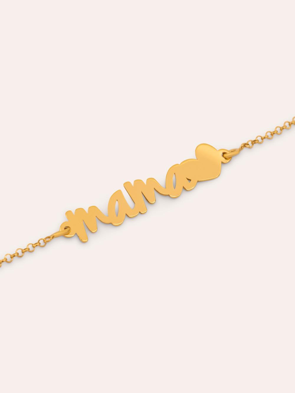 singularu Pulsera Mamá Heart Plata Baño Oro Liquidación