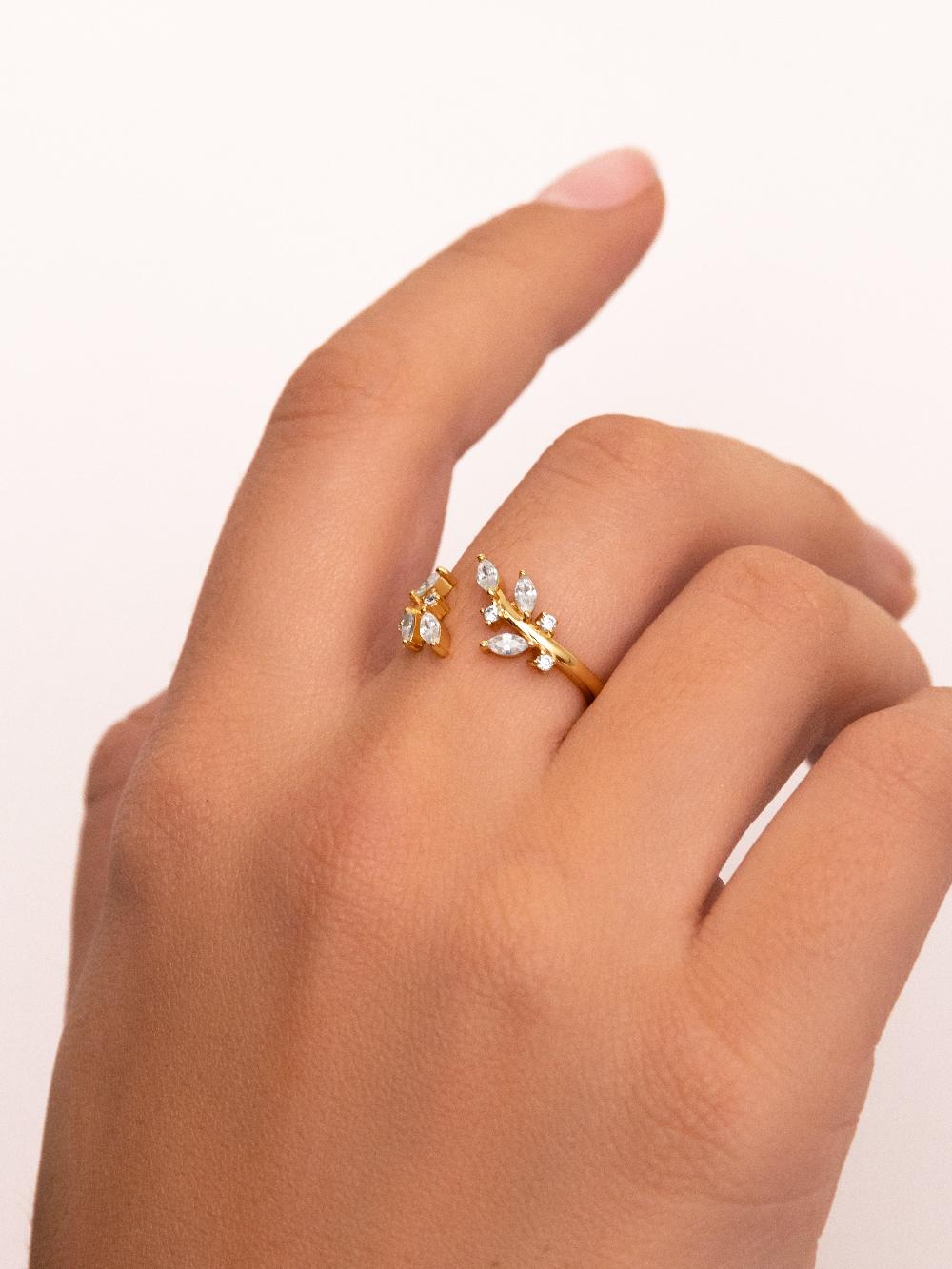 singularu Anillo Buganvilla White Plata Baño Oro Precio ultrabajo