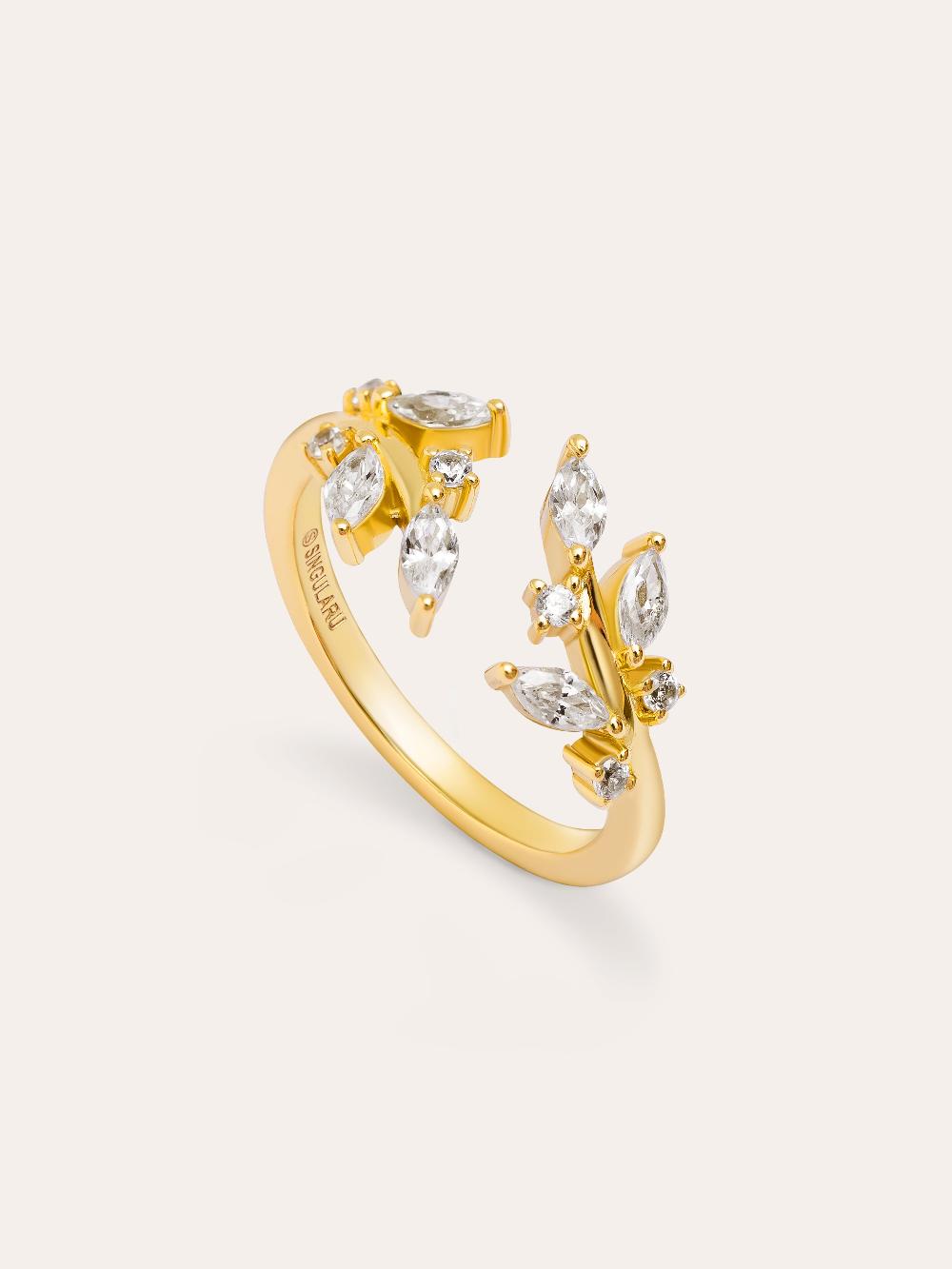 singularu Anillo Buganvilla White Plata Baño Oro Precio ultrabajo