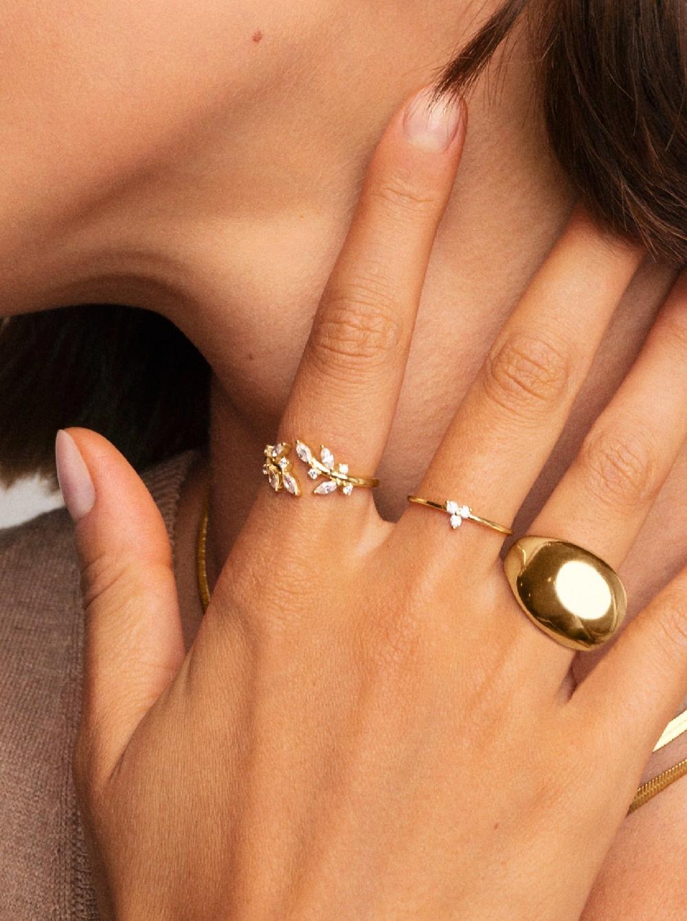 singularu Anillo Buganvilla White Plata Baño Oro Precio ultrabajo