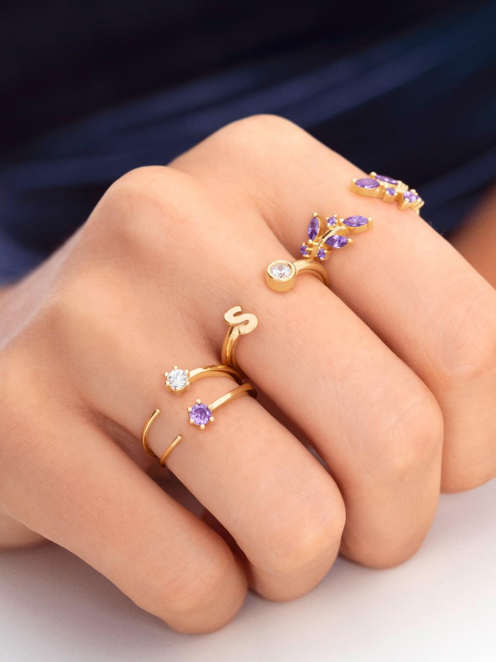 singularu Anillo Sophie Lavande Plata Baño Oro Outlet