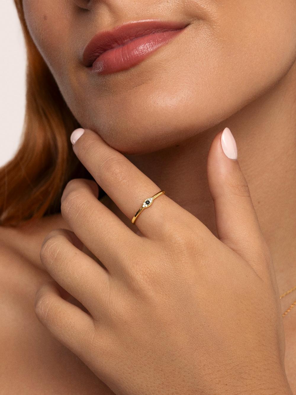 singularu Anillo Ojo de Horus Plata Baño Oro Ofertas