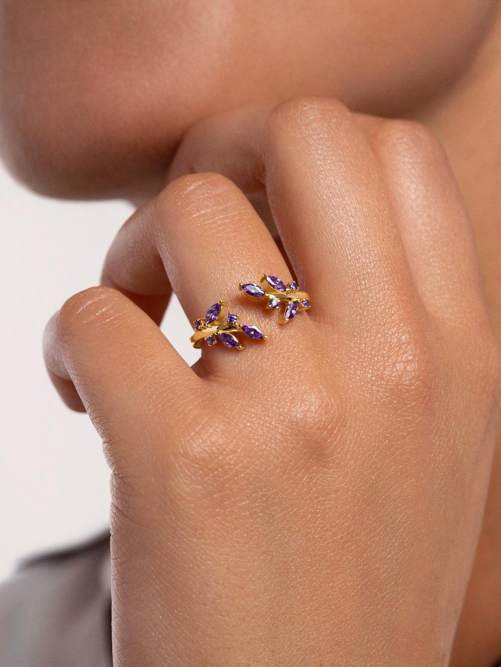 singularu Anillo Buganvilla Plata Baño Oro En oferta