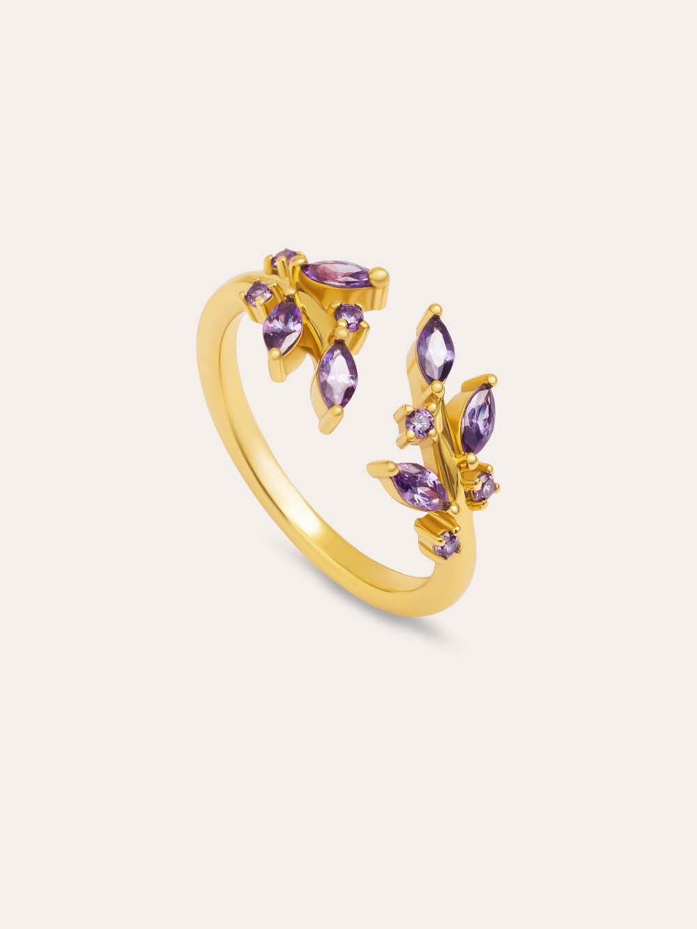 singularu Anillo Buganvilla Plata Baño Oro En oferta