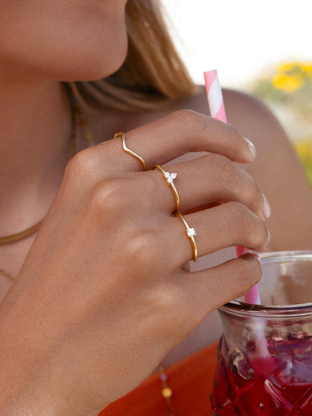 singularu Anillo Peak Plata Baño Oro Gran oferta