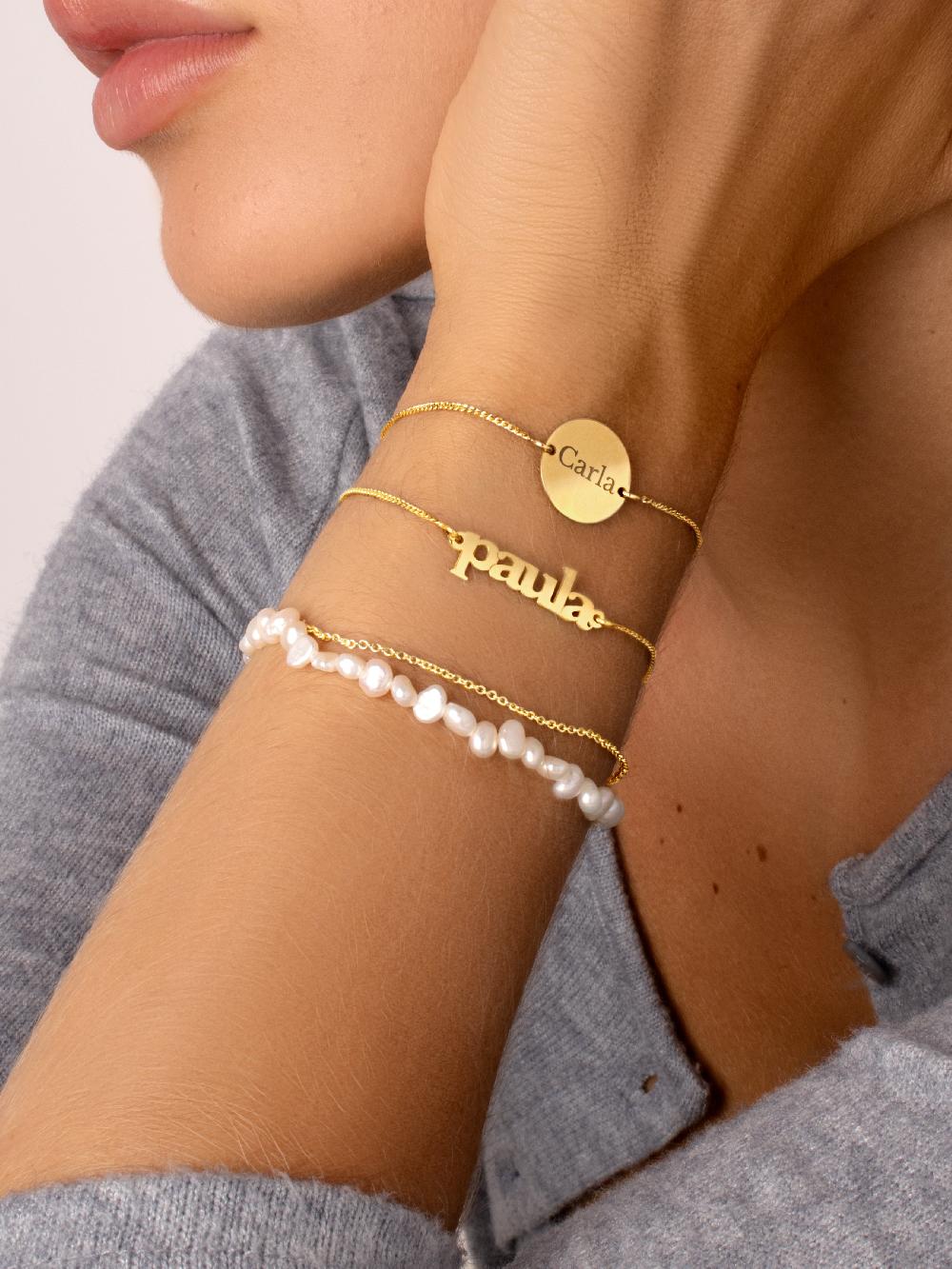 singularu Pulsera Personalizada Moon Plata Baño Oro Liquidación