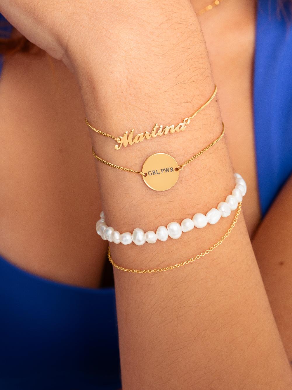 singularu Pulsera Personalizada Moon Plata Baño Oro Liquidación