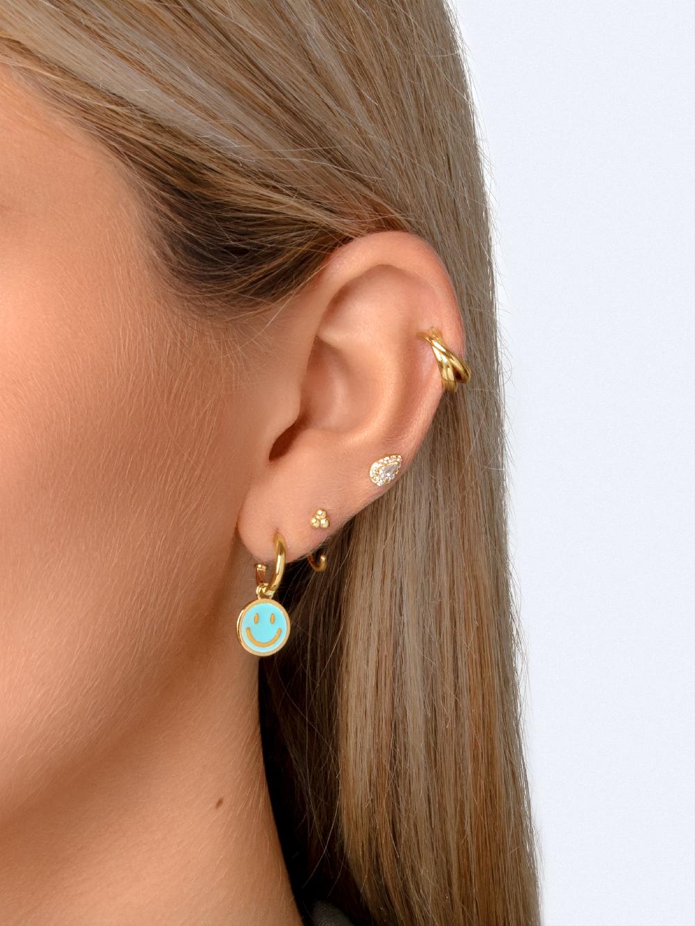 singularu Pendientes Aro Smiley Sky Enamel Baño Oro Limitado a 3 días