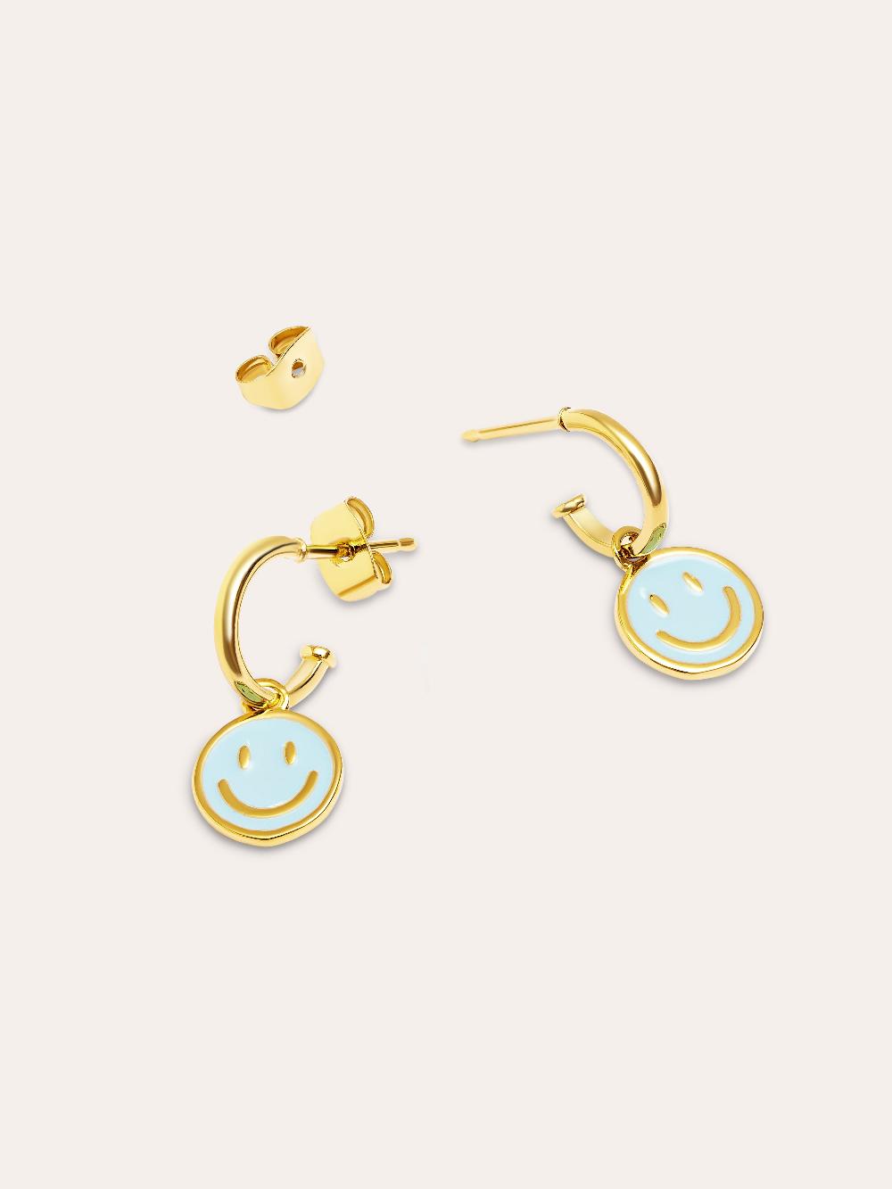 singularu Pendientes Aro Smiley Sky Enamel Baño Oro Limitado a 3 días