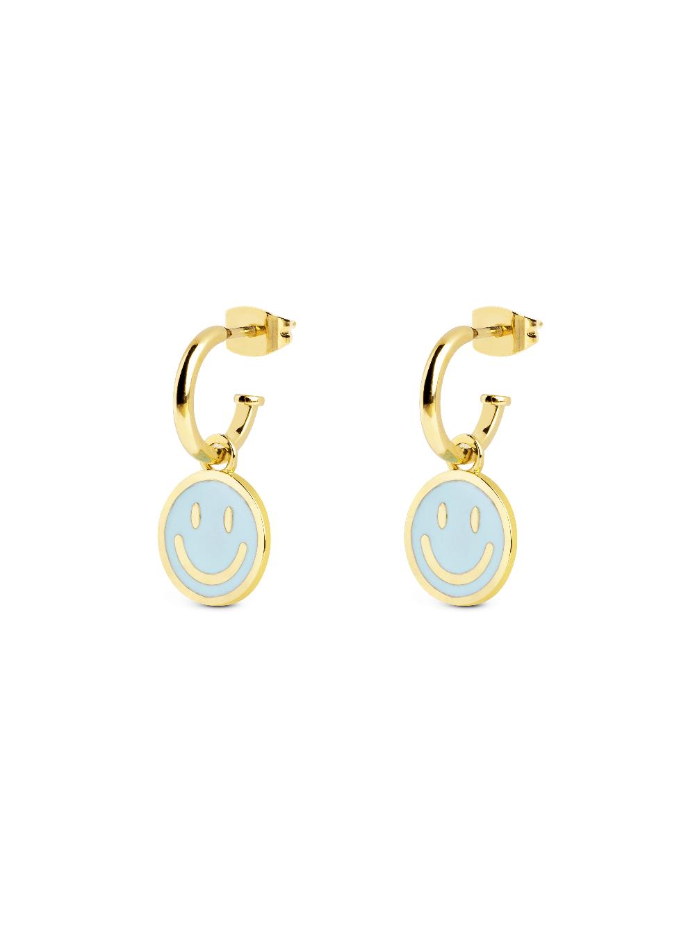 singularu Pendientes Aro Smiley Sky Enamel Baño Oro Limitado a 3 días