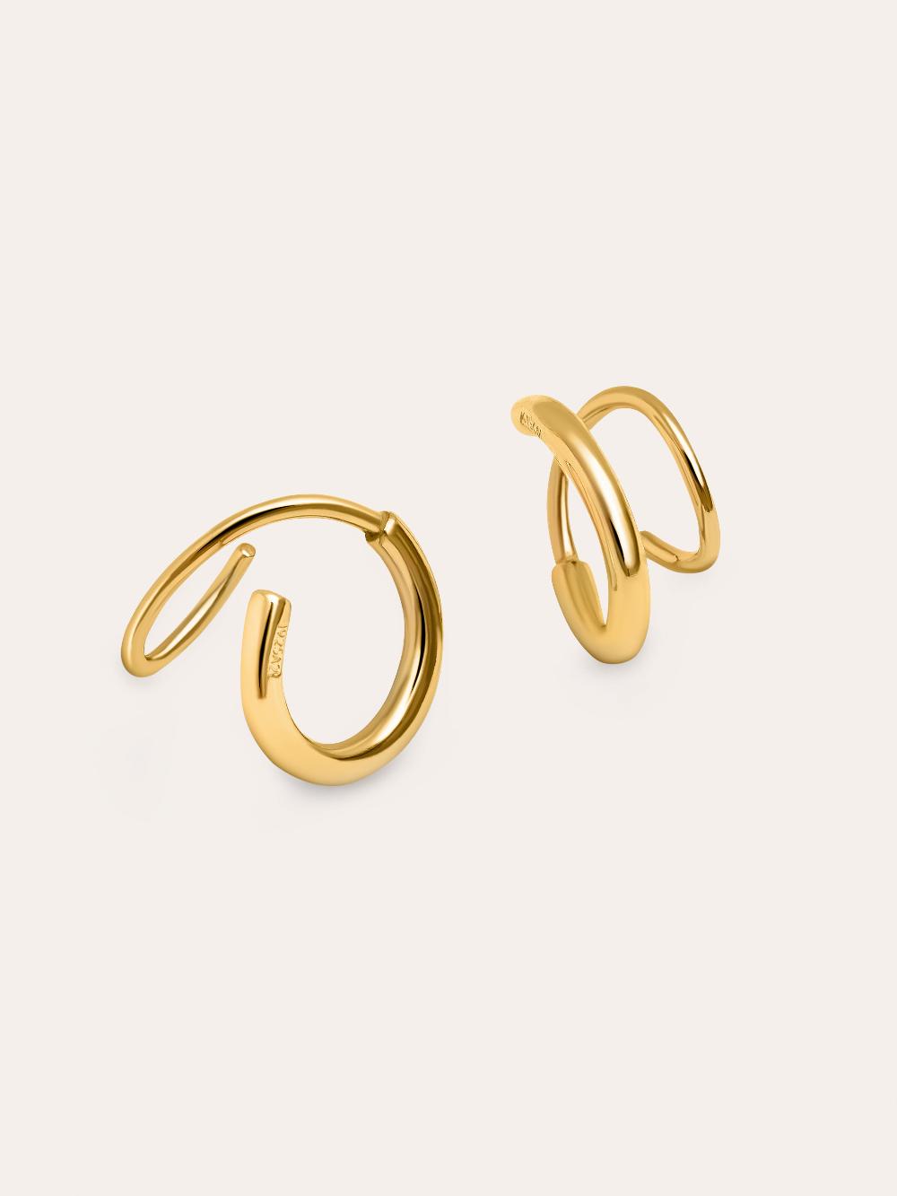 singularu Pendientes Gota Spiral Plata Baño Oro En oferta