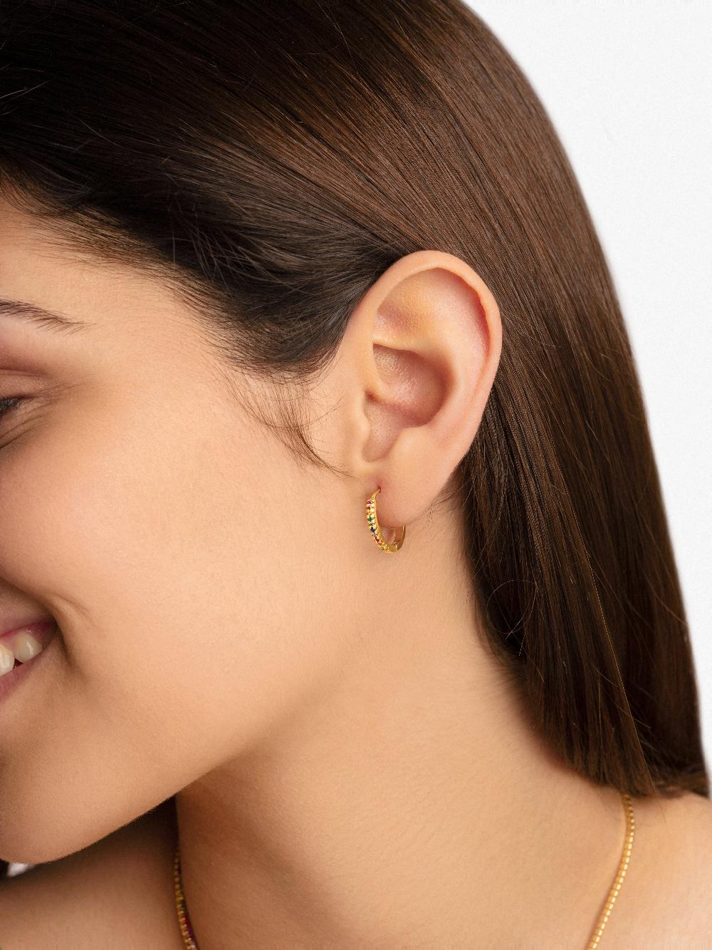 singularu Pendientes Aro L Colors Plata Baño Oro Libre de impuestos