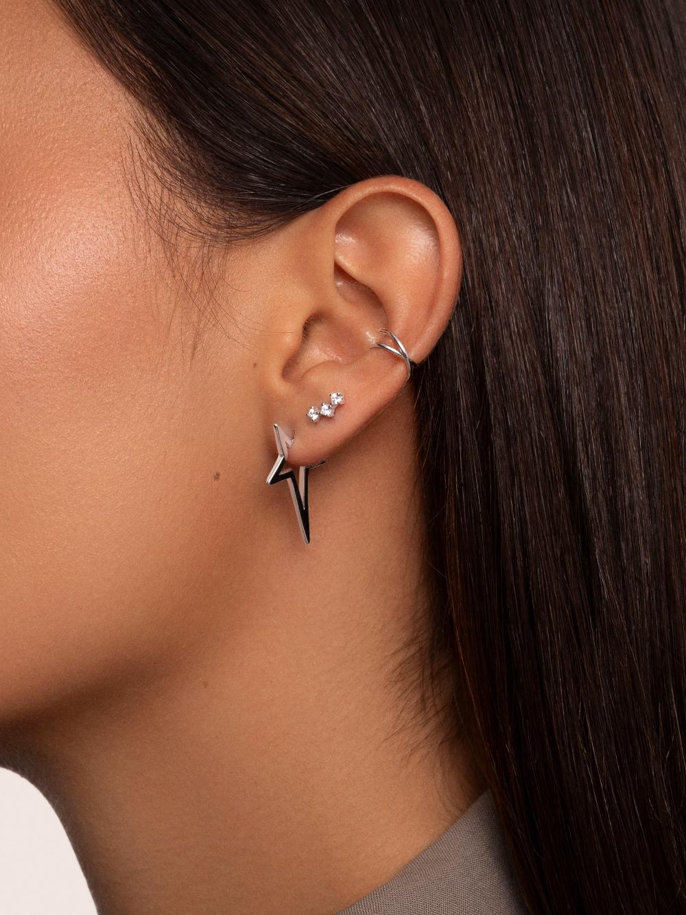 singularu Pendiente Suelto Ear Cuff Cross Plata Precio ultrabajo