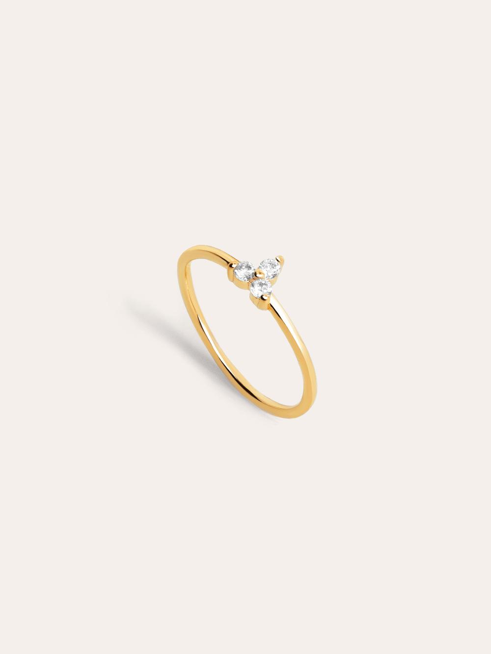 singularu Anillo Trebol Plata Baño Oro En oferta