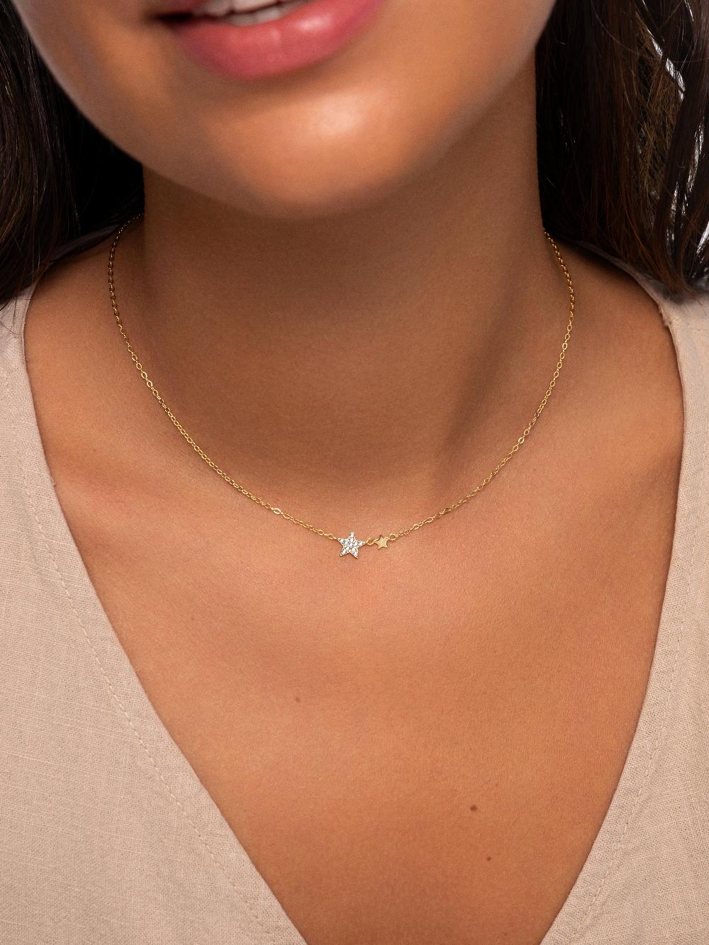 singularu Collar Duo Stars Plata Baño Oro Envío gratis