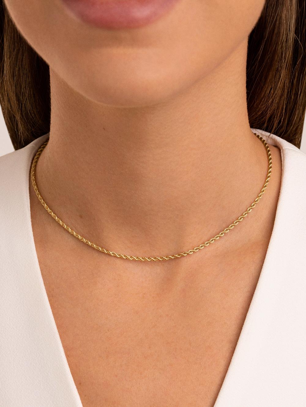 singularu Collar Cord Acero Baño Oro Precio de fábrica