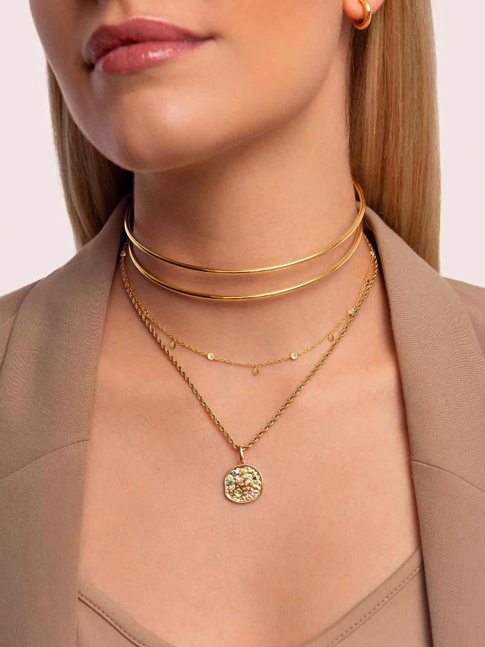 singularu Collar Cord Acero Baño Oro Precio de fábrica