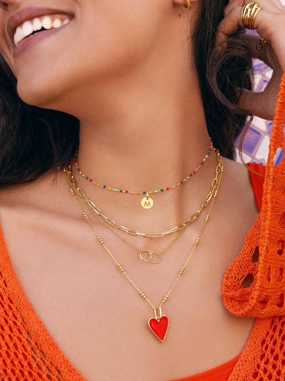 singularu Collar Personalizado Colors Enamel Letter Plata Baño Oro Solo queda un día
