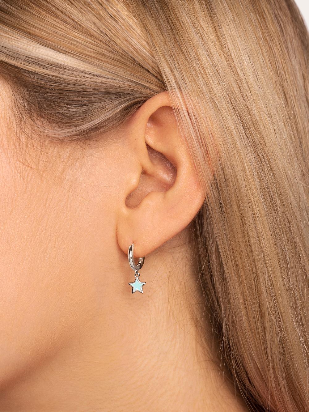 singularu Pendientes Aro Star Sky Enamel Plata Ahorra y exporta