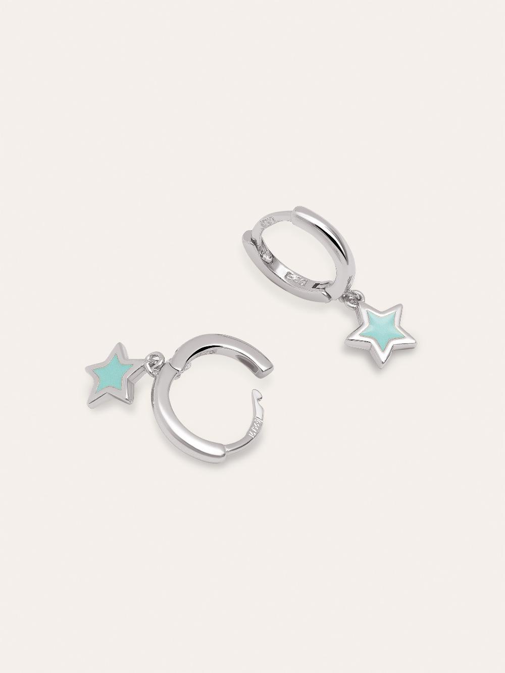 singularu Pendientes Aro Star Sky Enamel Plata Ahorra y exporta