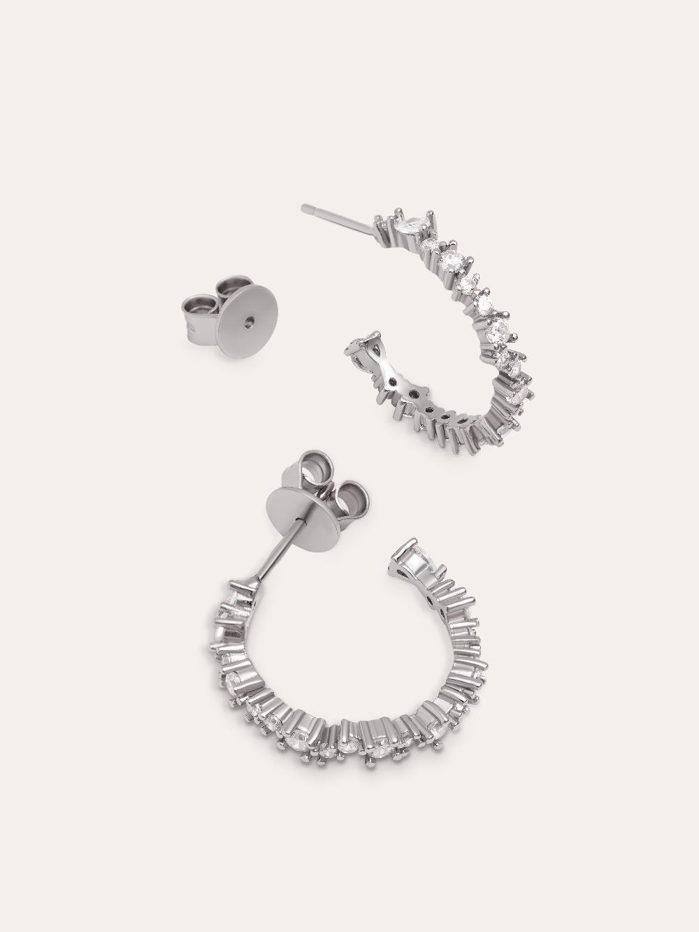 singularu Pendientes Aro Estellar White Plata En oferta