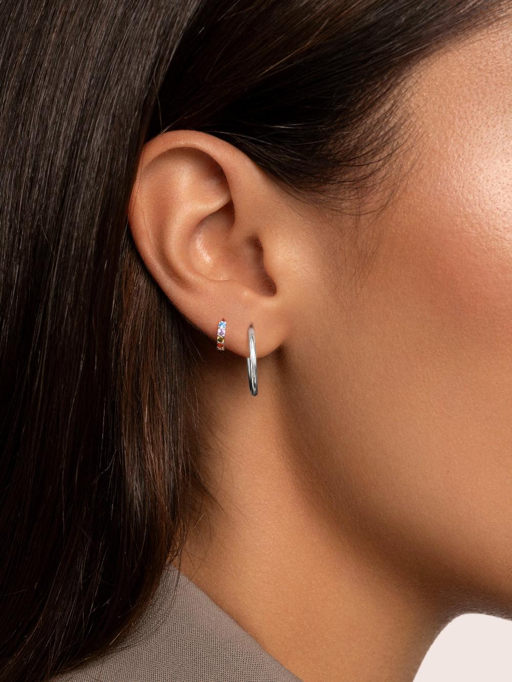 singularu Pendiente Suelto Aro Cleo S Colors Plata Oferta exclusiva
