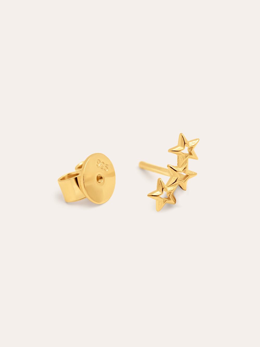 singularu Pendiente Suelto 3 Star Plata Baño Oro Ofertas especiales