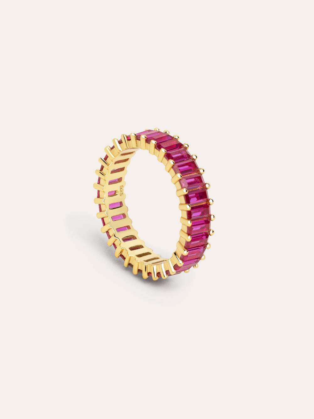 singularu Anillo Sia Raspberry Plata Baño Oro En oferta