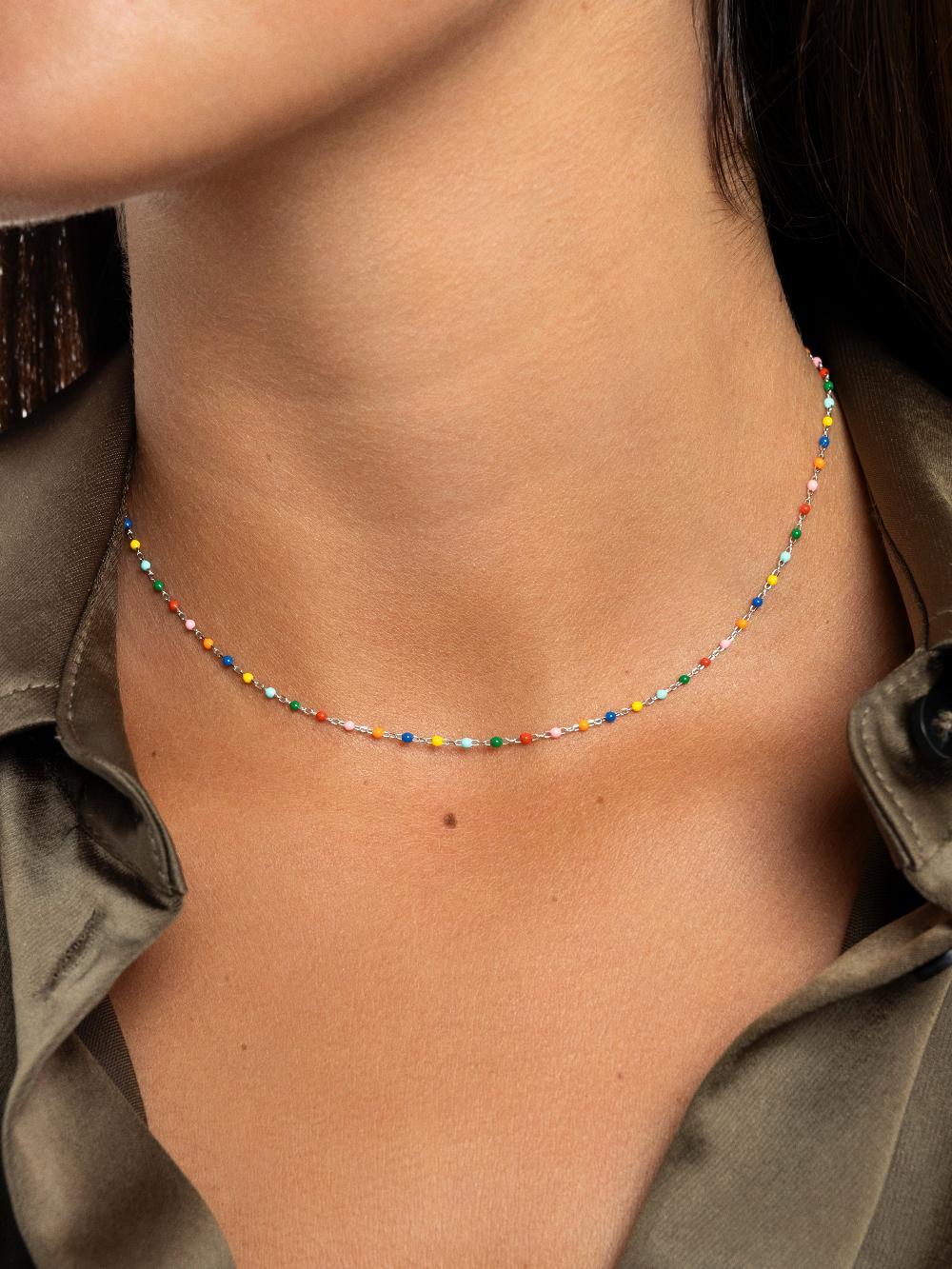 singularu Collar Dots Colors Enamel Plata Los más vendidos