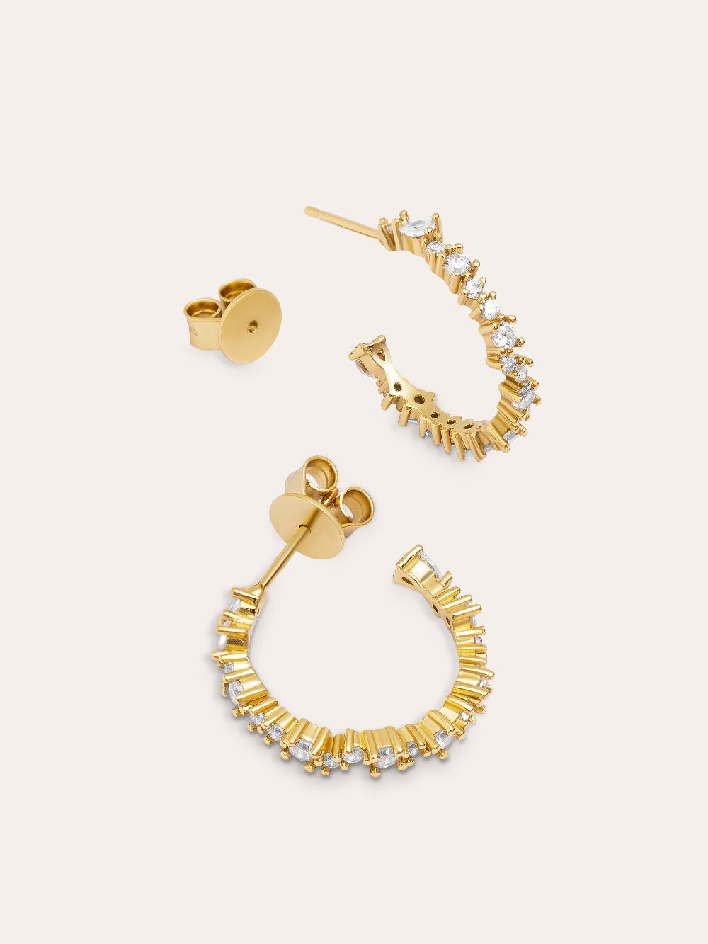 singularu Pendientes Aro Estellar White Plata Baño Oro Precios de Black Friday