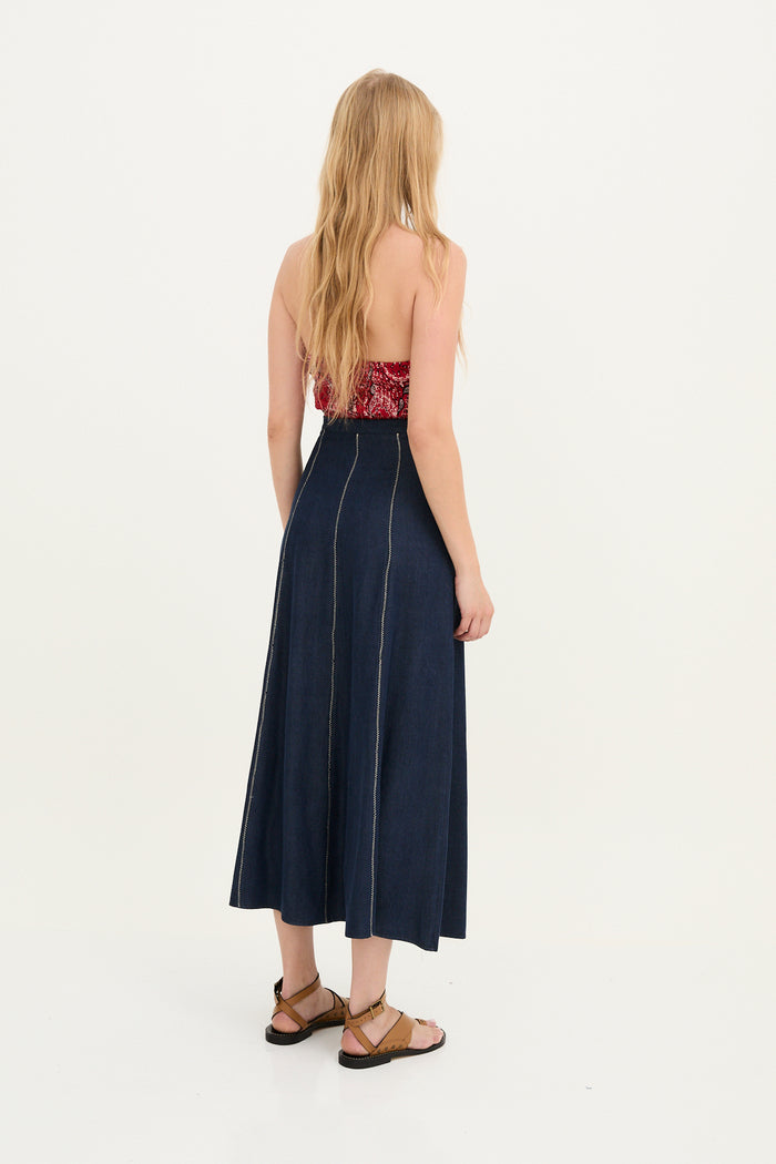 sophie and lucie FALDA ZIGZAG TENCEL AZUL Outlet