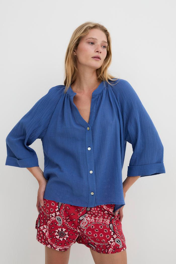 sophie and lucie BLUSA MOLLI ARRUGUILLA AZUL Rebajas top