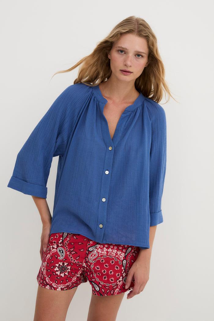 sophie and lucie BLUSA MOLLI ARRUGUILLA AZUL Rebajas top