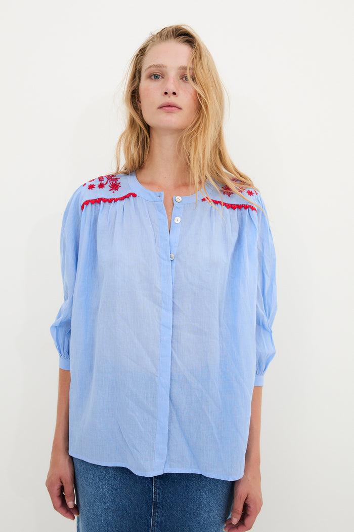 sophie and lucie BLUSA MUMBAI POPELIN AZUL Oferta especial