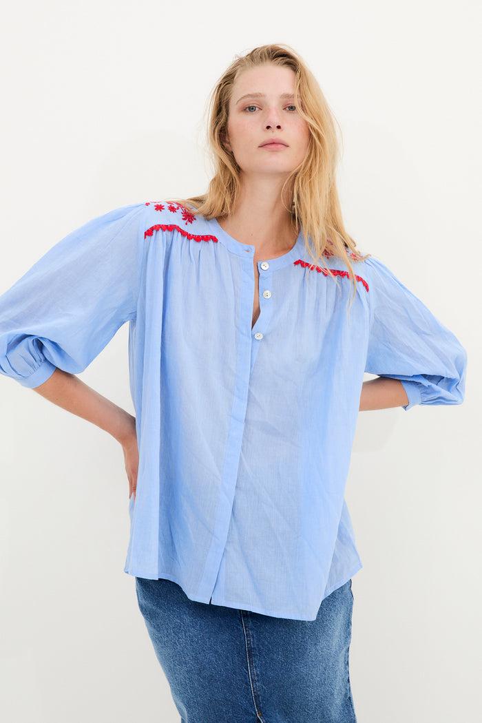 sophie and lucie BLUSA MUMBAI POPELIN AZUL Oferta especial