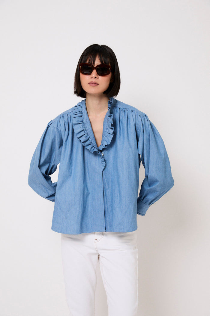 sophie and lucie BLUSA MARIBEL DENIM Venta caliente