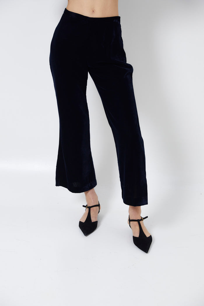 sophie and lucie PANTALÓN CROP VELVET MARINO En oferta