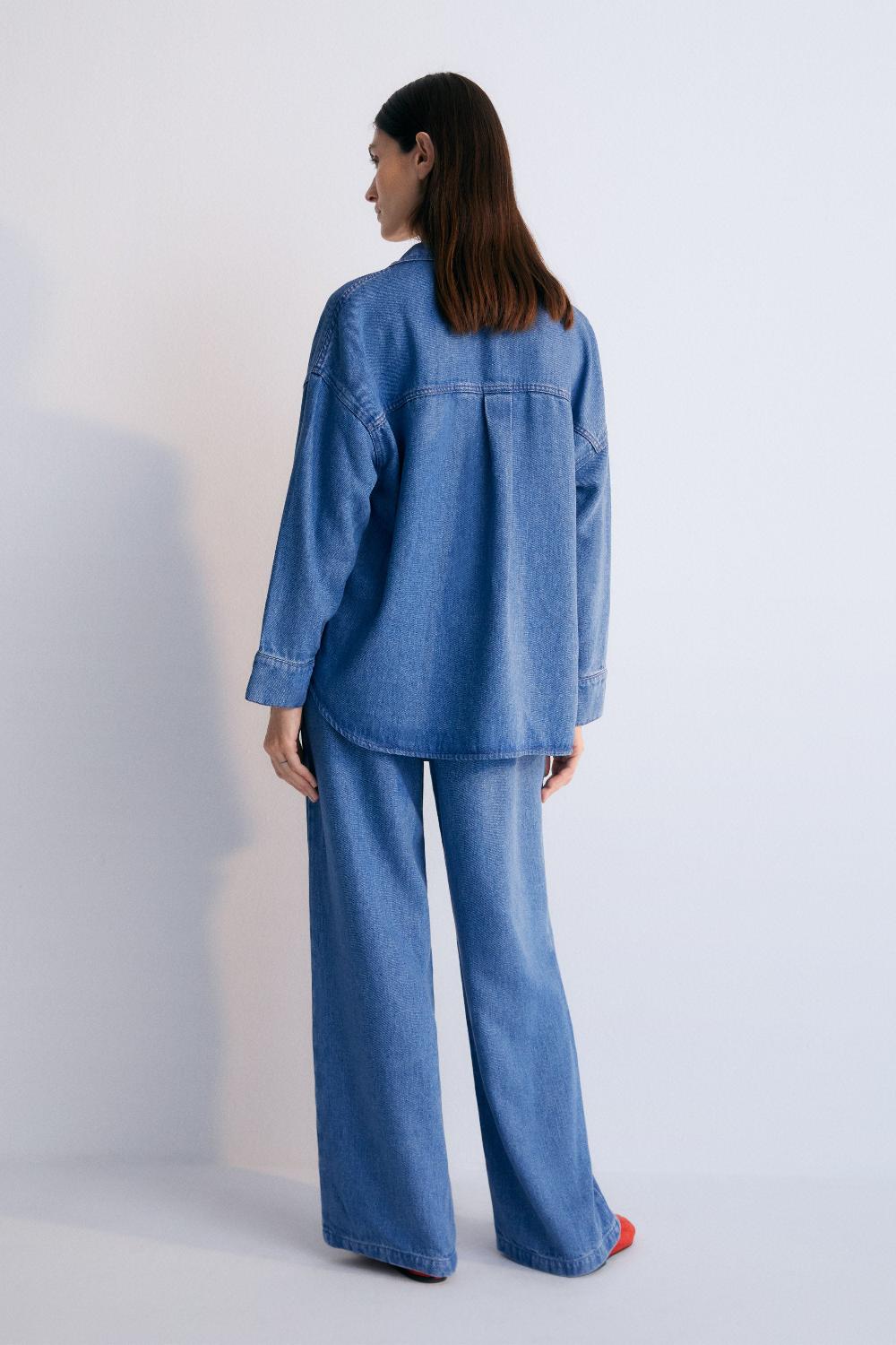the new society Micenas Mujer Pant Mid Mid Blue Denim Ofertas