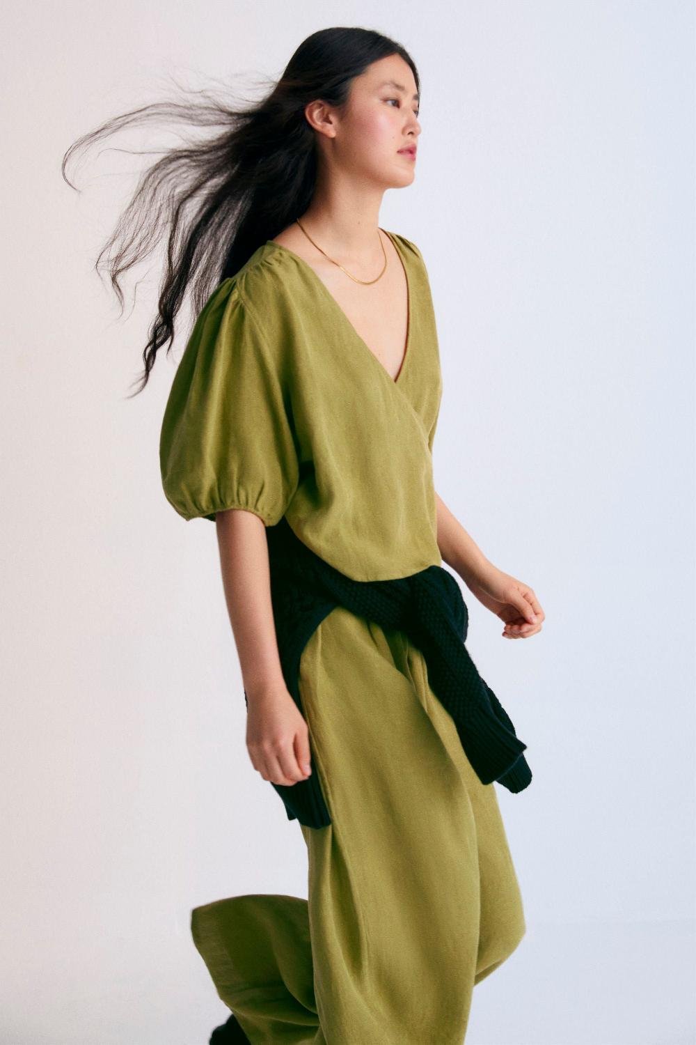 the new society Hera mujer blusa oliva Oferta exclusiva