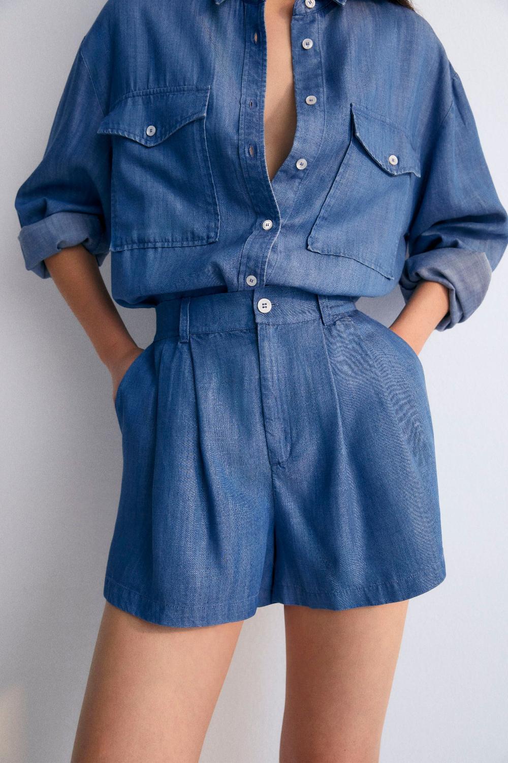the new society Camisa de mujer de Ofelia en polvo azul Gran oferta