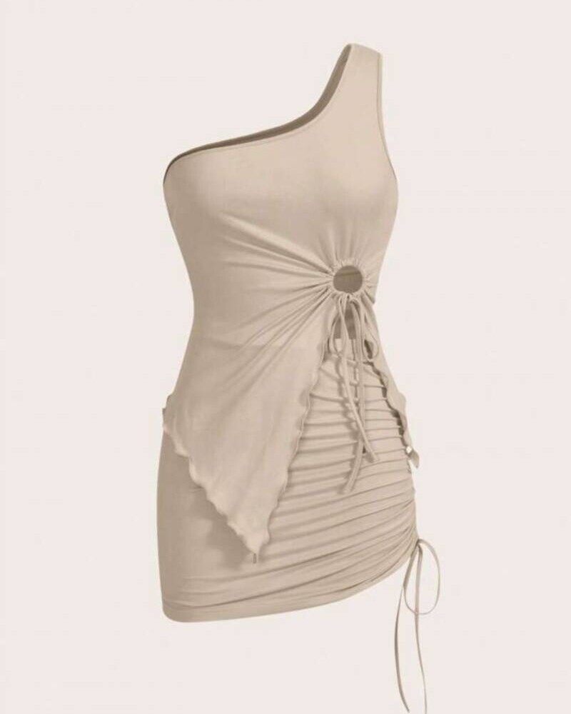 viceversa CONJUNTO TOP ASIMETRICO Y FALDA BEIGE Último día