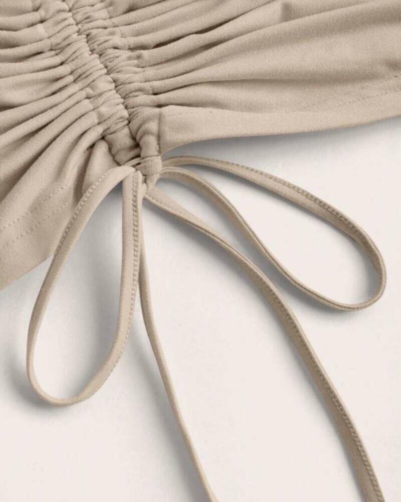 viceversa CONJUNTO TOP ASIMETRICO Y FALDA BEIGE Último día