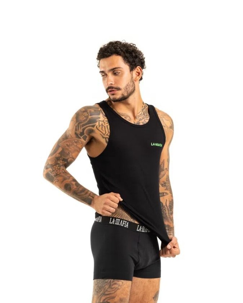 viceversa CONJUNTO MUSCULOSA Y BóXER NEGRO Ofertas de temporada