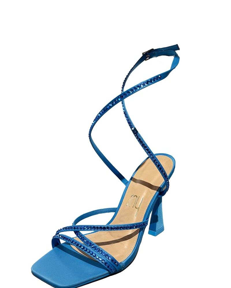 viceversa SANDALIA TACO ALTO FINO CELESTE CON BRILLOS Outlet