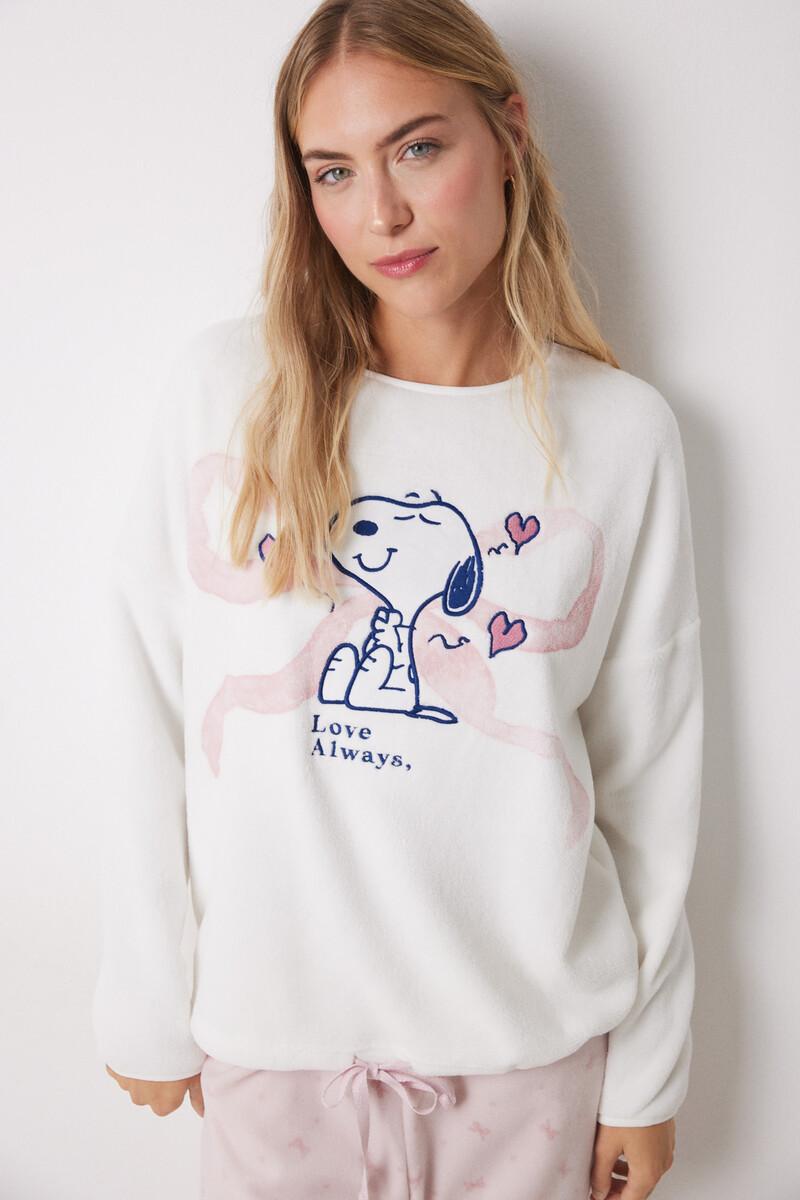 ﻿women'secret Pijama largo polar suave Snoopy lazos Grandes descuentos